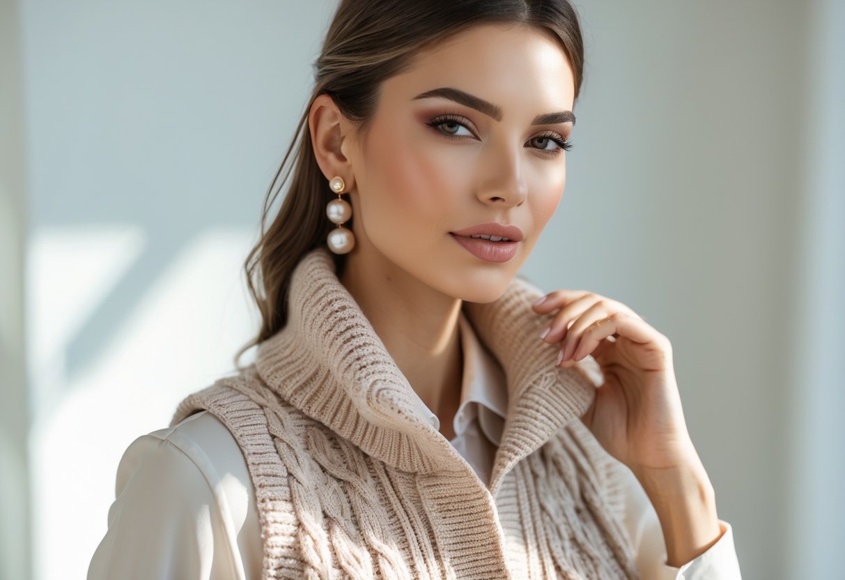 Sådan styler du din strikvest med perleøreringe med smukke detaljer